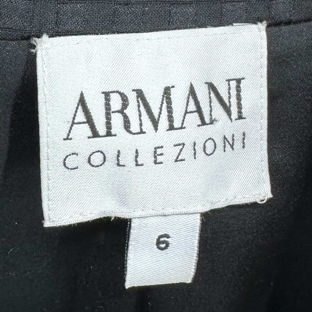 Armani Collezioni Black Ruffle Pleat Collar 90’s Vintage Button Jacket size 6 - Picture 8 of 11